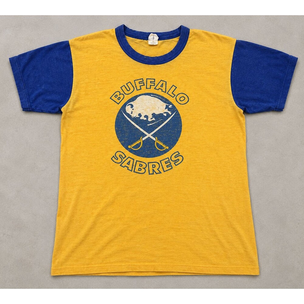 Vintage 80s Buffalo Sabres T Shirt NHL Hockey Ringer USA Made Mens Medium